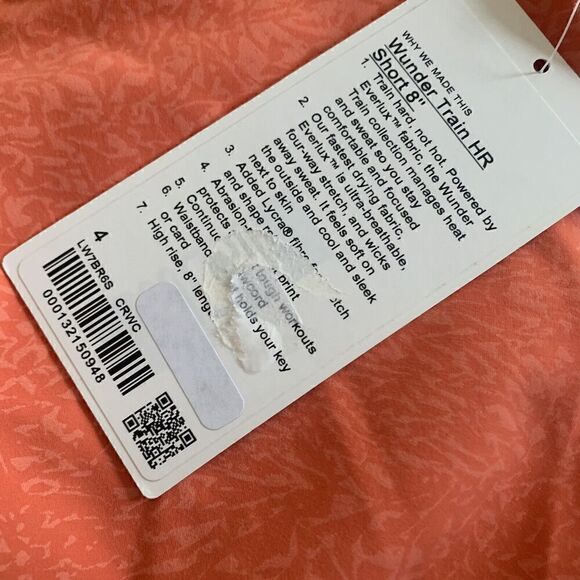 Lululemon Wunder Train High Rise Short 8” Size 4 Crunch Warm Coral CRWC - Picture 7 of 7